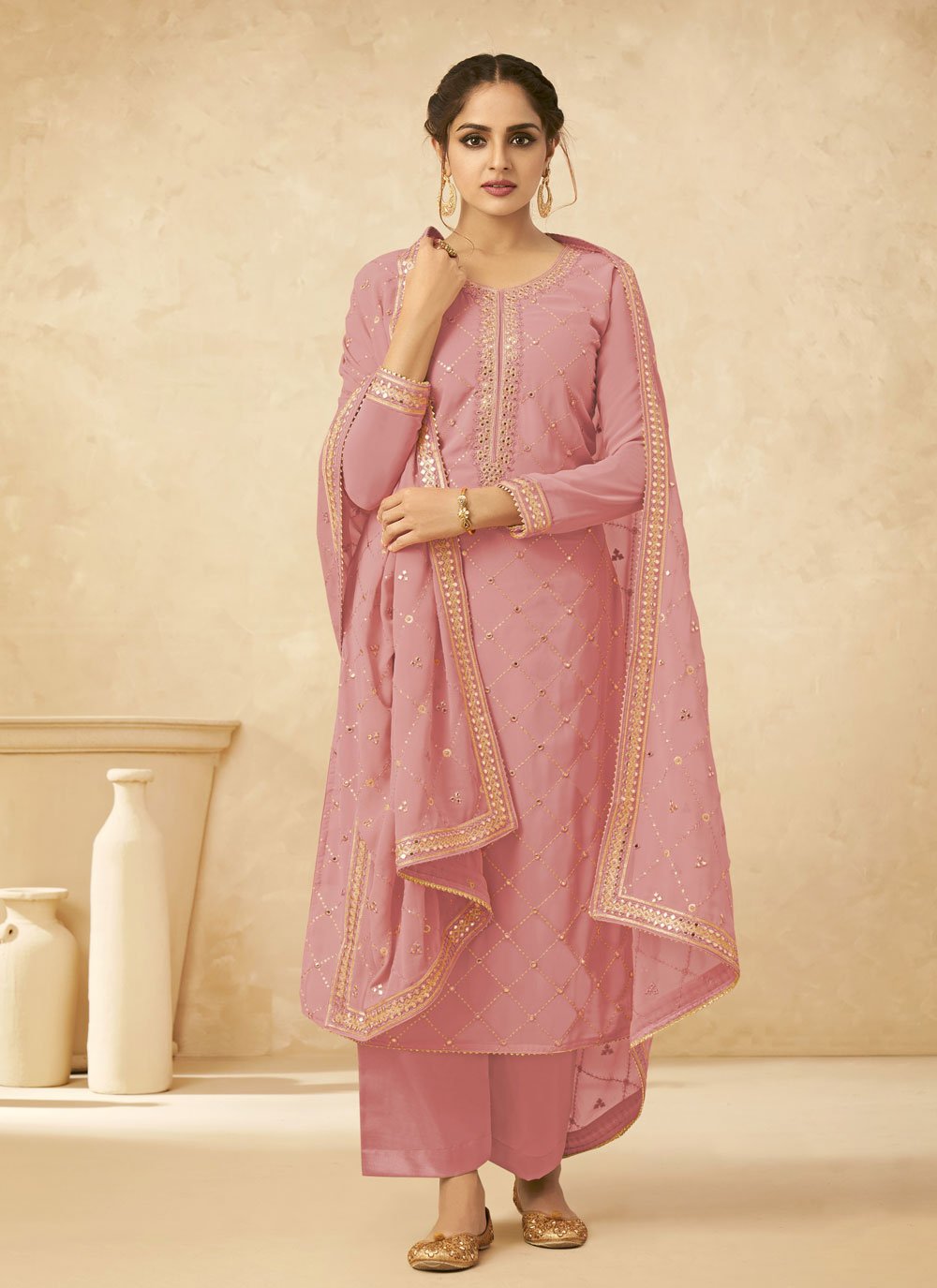 Embroidered Palazzo Designer Suit