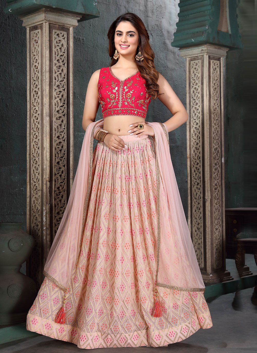 Embroidered Pink Readymade Lehenga Choli Buy Online