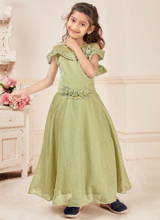 Fancy Fabric Green Readymade Gown
