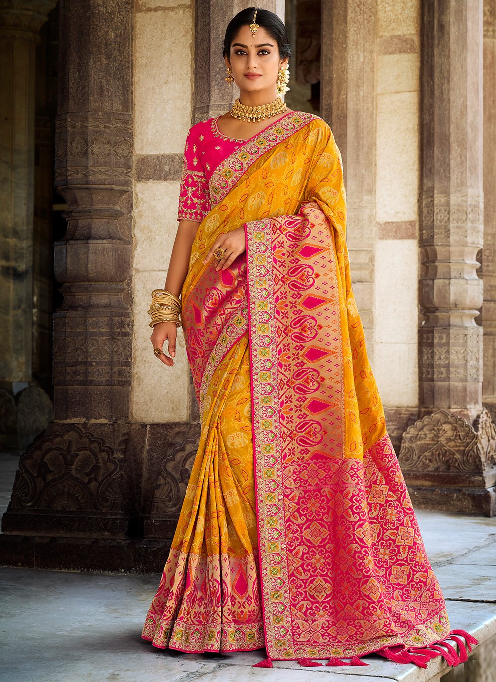 Haldi Special Yellow Color Weaved Silk Wedding Sarees For Bride-atpcosmetics.com.vn