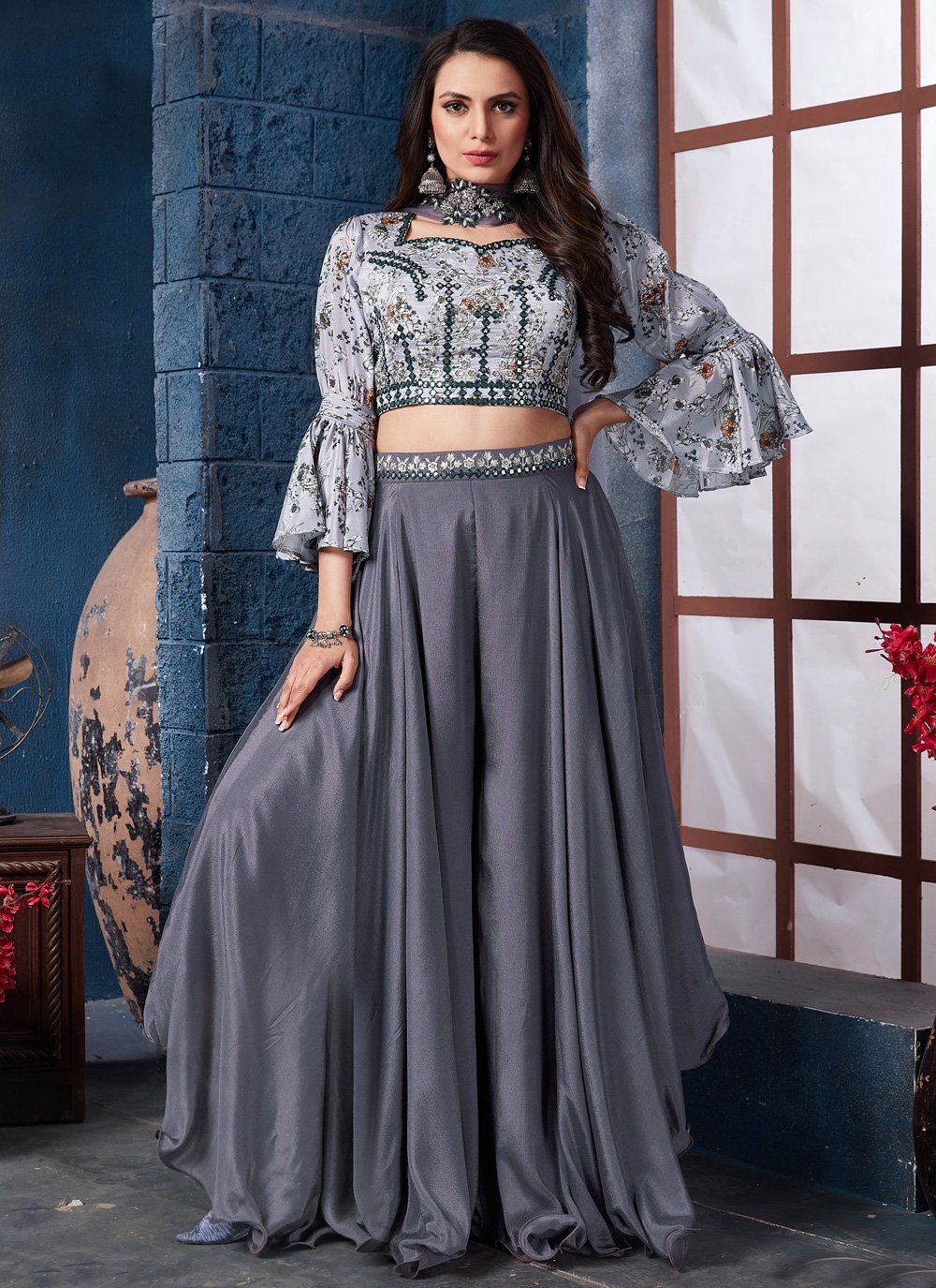 Magnificent Grey Colour Embroidery And Sequins Lehenga Choli