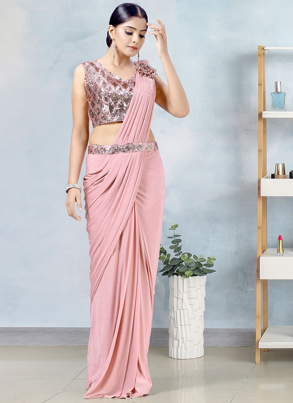Fancy Pink Designer Saree