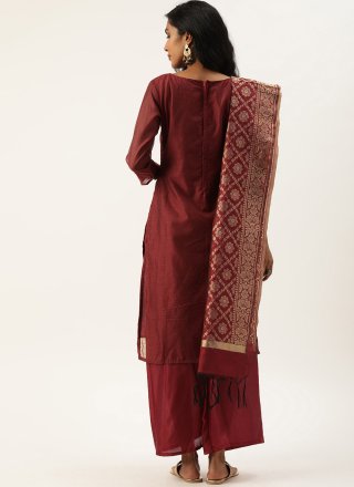 Fancy Silk Designer Pakistani Suit in Maroon