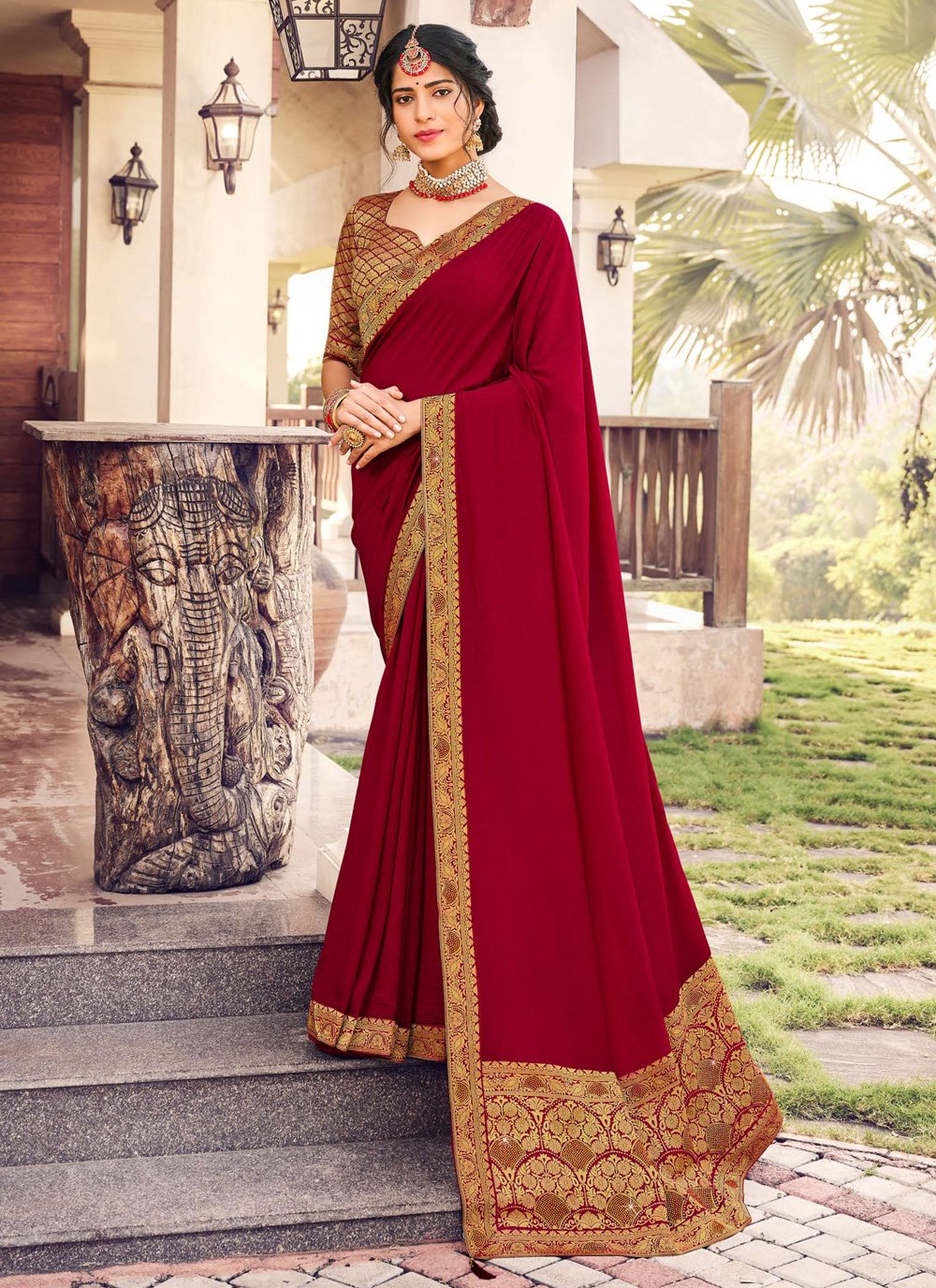 Fancy Vichitra Silk Designer Traditional Saree