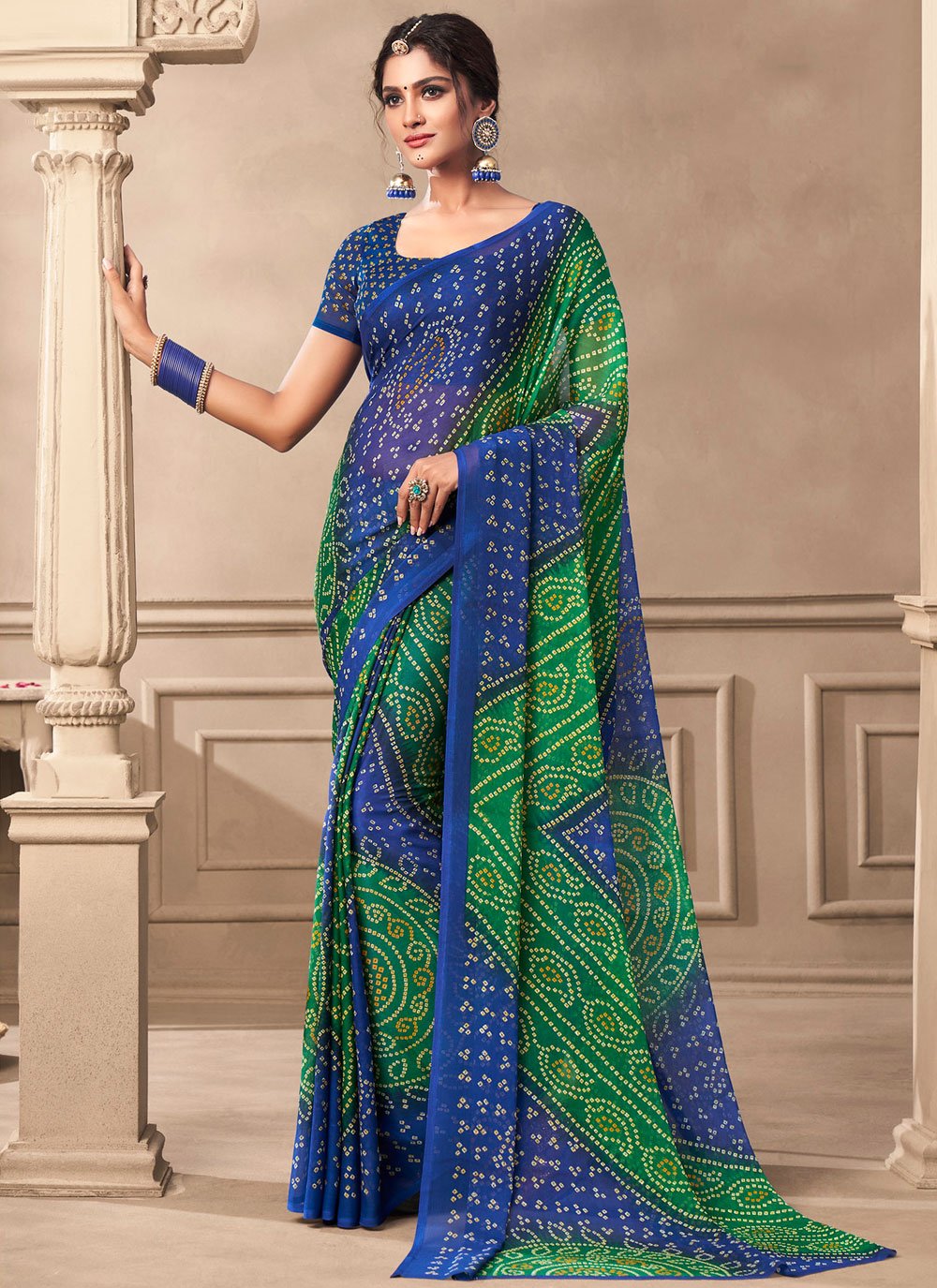 Multi Colour Embroidered Trendy Saree