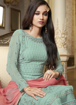 Faux Georgette Blue Designer Pakistani Suit