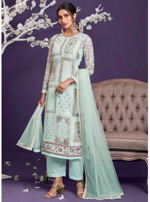 Faux Georgette Blue Designer Pakistani Suit