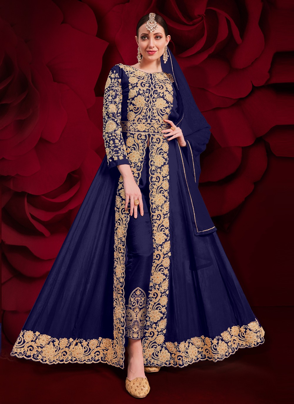 Faux Georgette Embroidered Anarkali Suit