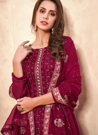 Faux Georgette Magenta Designer Pakistani Salwar Suit