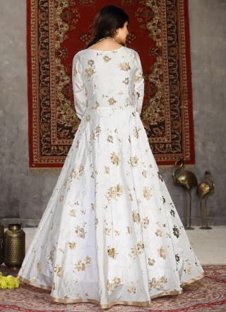 Foil Print Tafeta Silk Designer Gown