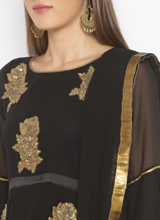 Georgette Black Embroidered Designer Pakistani Salwar Suit