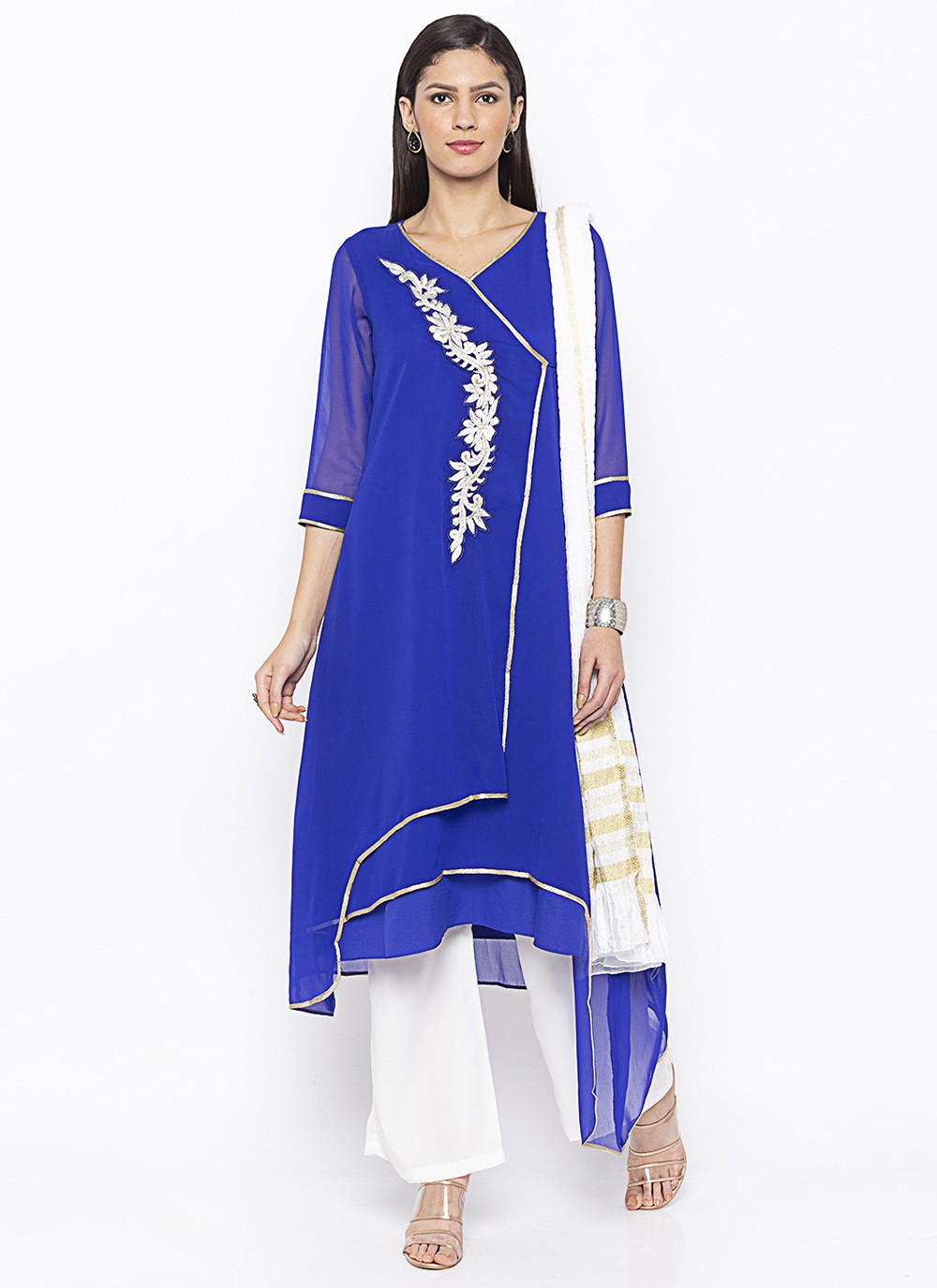 Georgette Blue Embroidered Designer Palazzo Salwar Suit