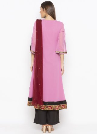 Georgette Designer Palazzo Salwar Suit in Pink