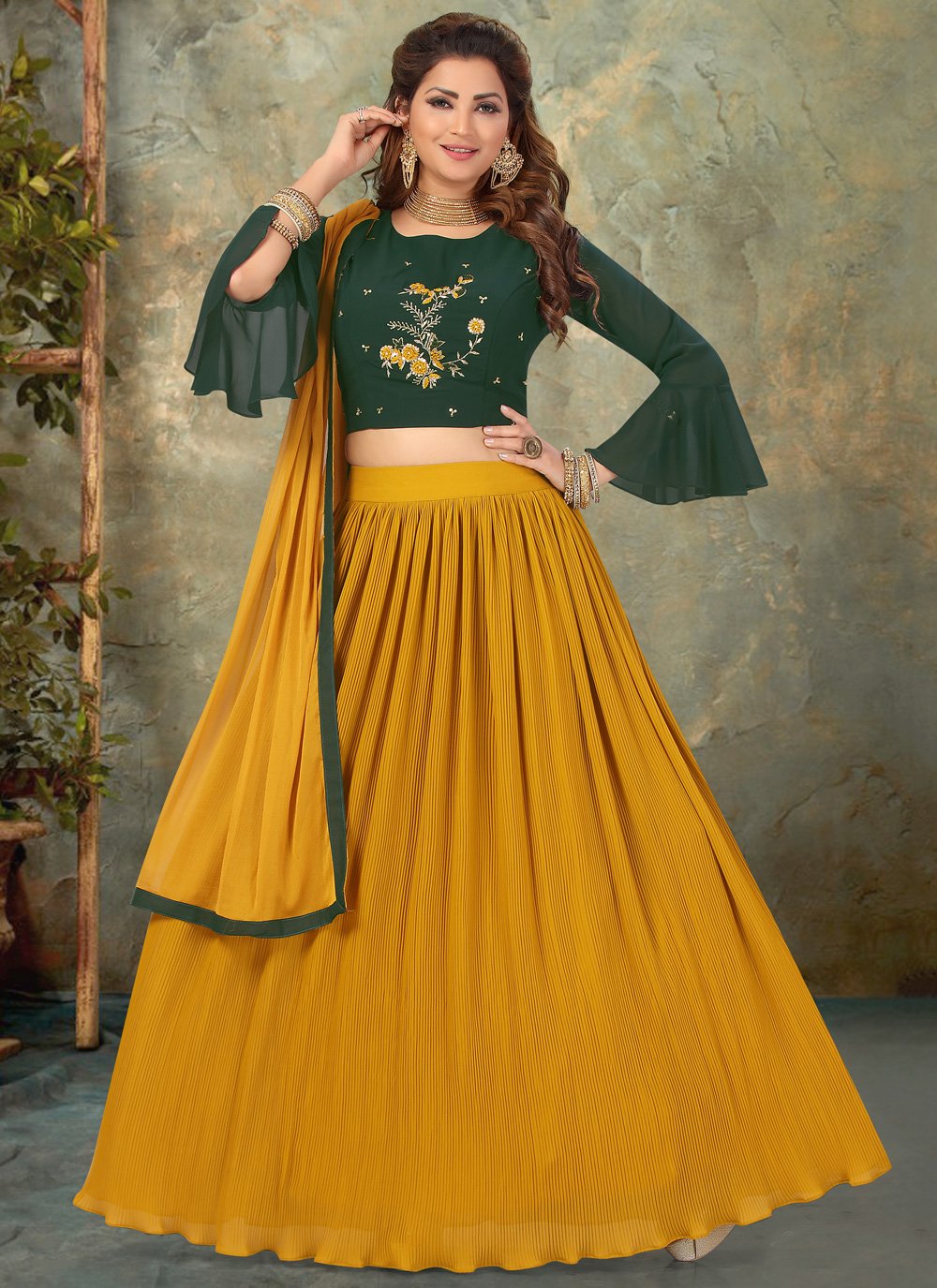 Mustard clearance lehenga skirt