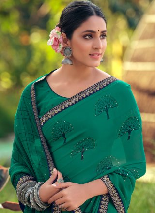 Georgette Green Bollywood Saree