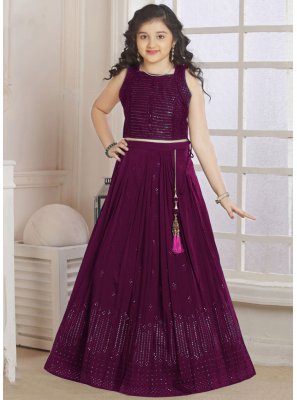 Georgette Lehenga Choli in Wine
