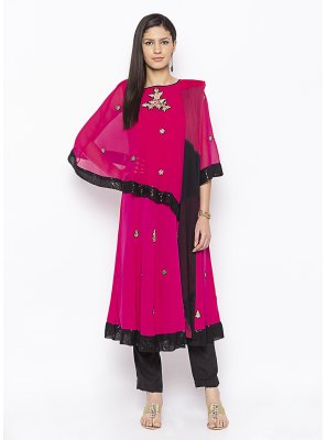 Georgette Pant Style Suit in Pink