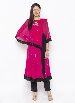 Georgette Pant Style Suit in Pink