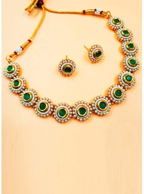 Gold and Green Color Necklace Set