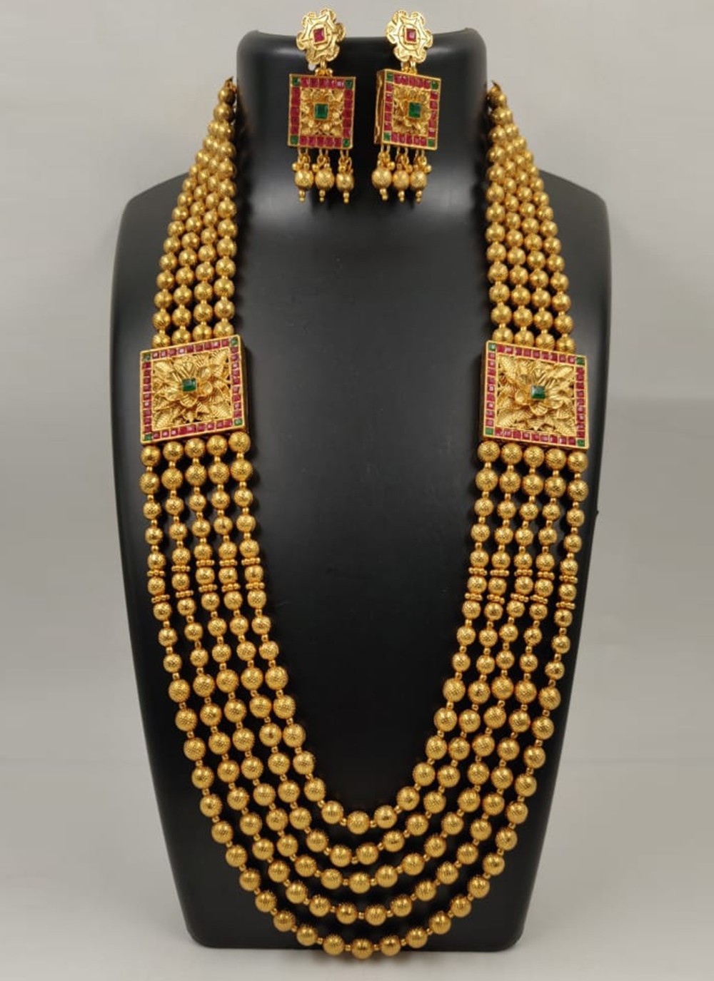 Manisha Jewellery Gold Plated Long Moti Necklace Set