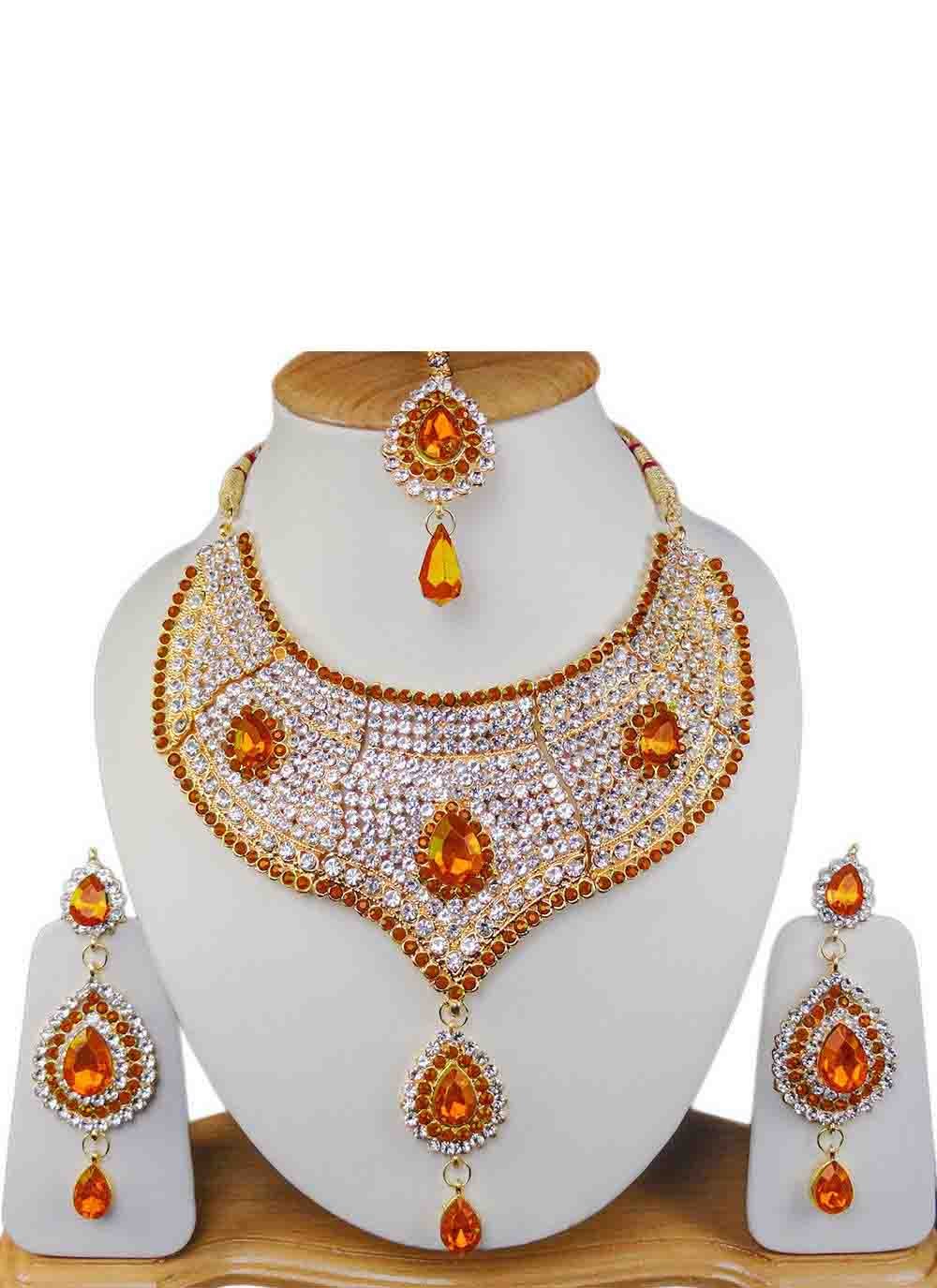 Buy Online Gold Color Necklace Set 181428