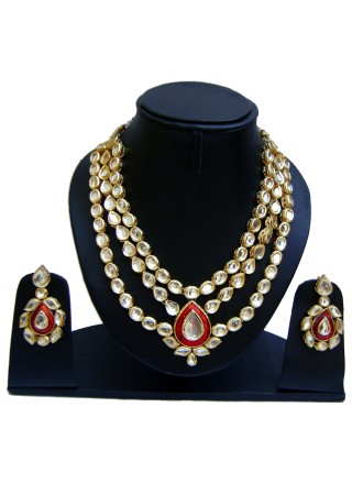 Gold Stone Work Mehndi Necklace Set