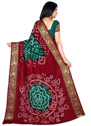 Green and Maroon Art Silk Patch Border Traditional Saree