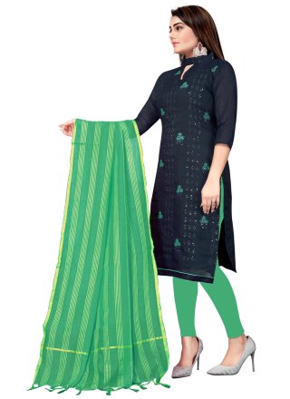 Green and Navy Blue Festival Churidar Suit