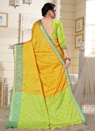 Green and Yellow Festival Traditional Designer Saree