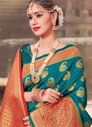 Green Art Banarasi Silk Woven Designer Traditional Saree