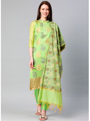 Green Banarasi Silk Designer Suit