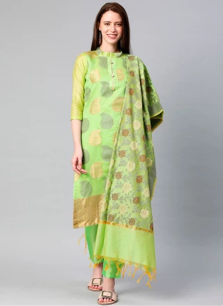 Green Banarasi Silk Designer Suit