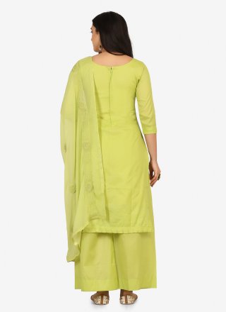Green Blended Cotton Designer Palazzo Suit