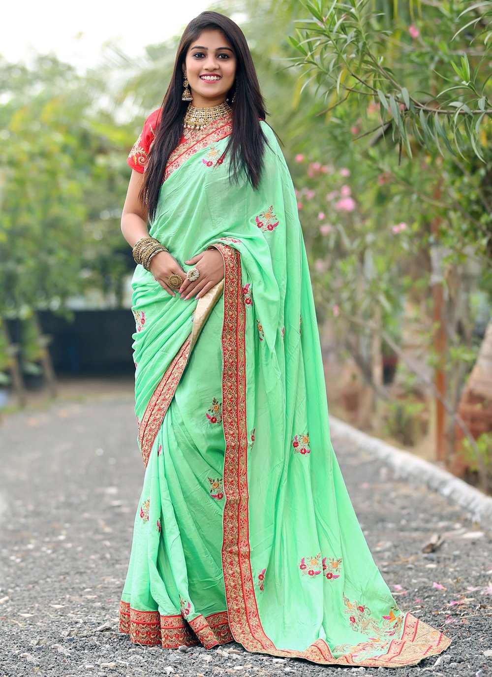 Green Color Designer Traditional Saree buy online