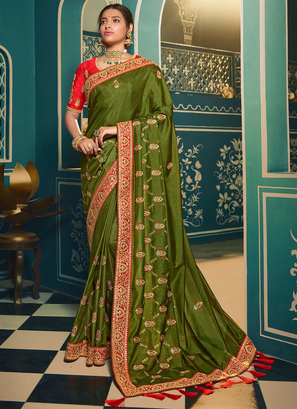 Green Designer Traditional Saree