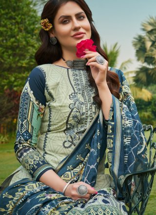 Green Embroidered Cotton Designer Palazzo Salwar Suit