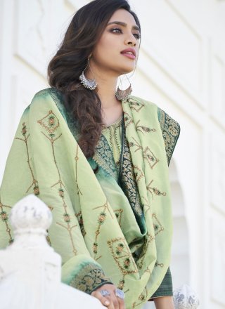 Green Embroidered Designer Palazzo Suit