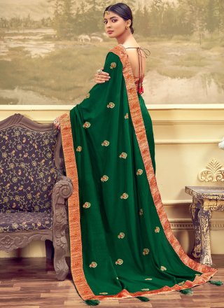 Green Embroidered Designer Traditional Saree