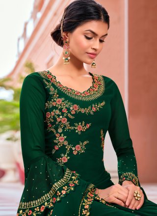 Green Embroidered Georgette Salwar Kameez