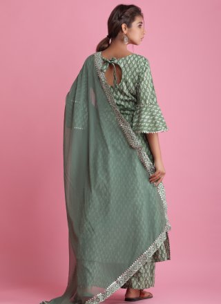 Green Fancy Fabric Readymade Suit