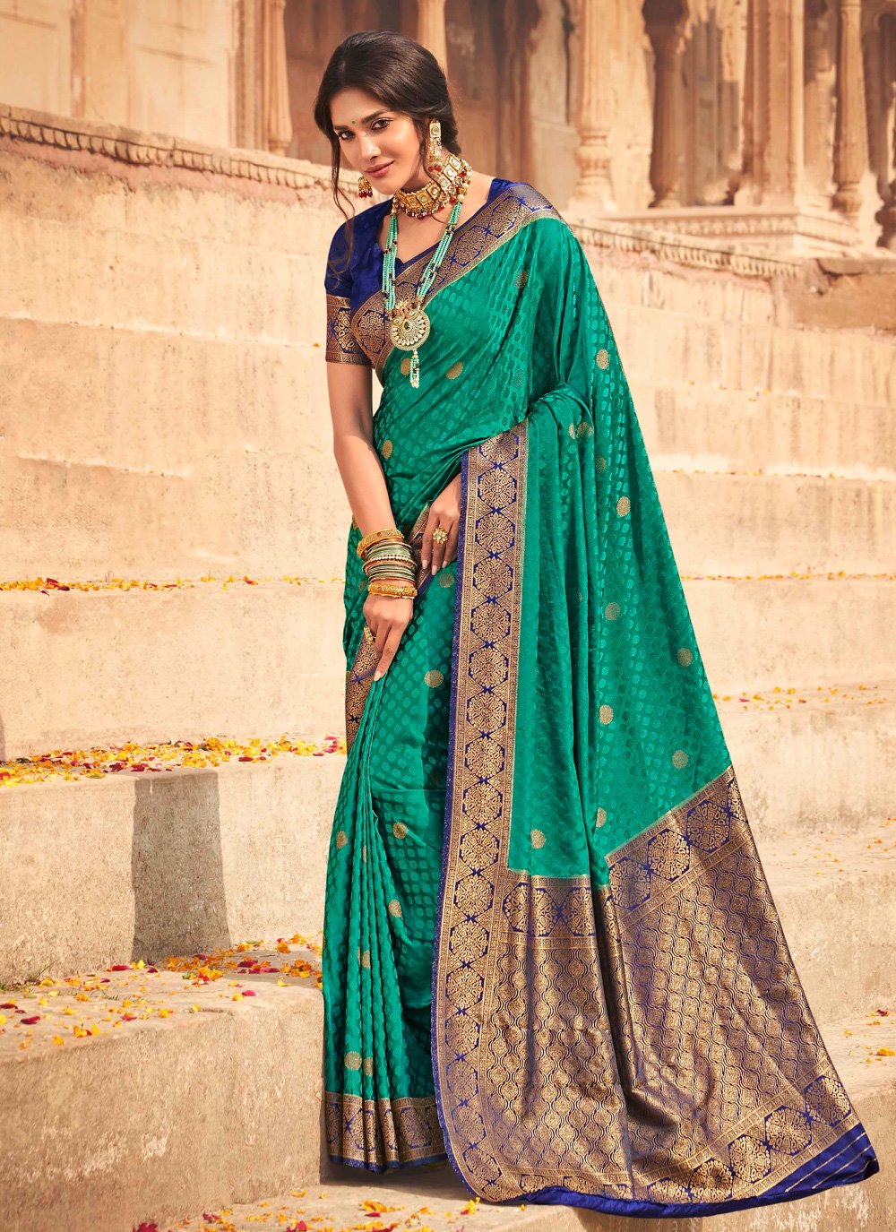 Blue color Handloom Silk saree Heavy Wevon Copper Jari Designer Latest  Sarees Collection ACU2238