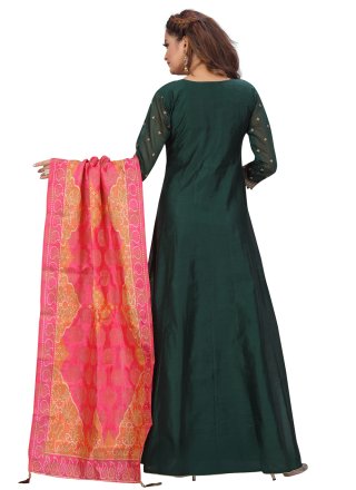 Green Festival Floor Length Anarkali Suit