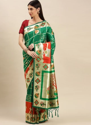 Green Festival Traditional Designer Saree