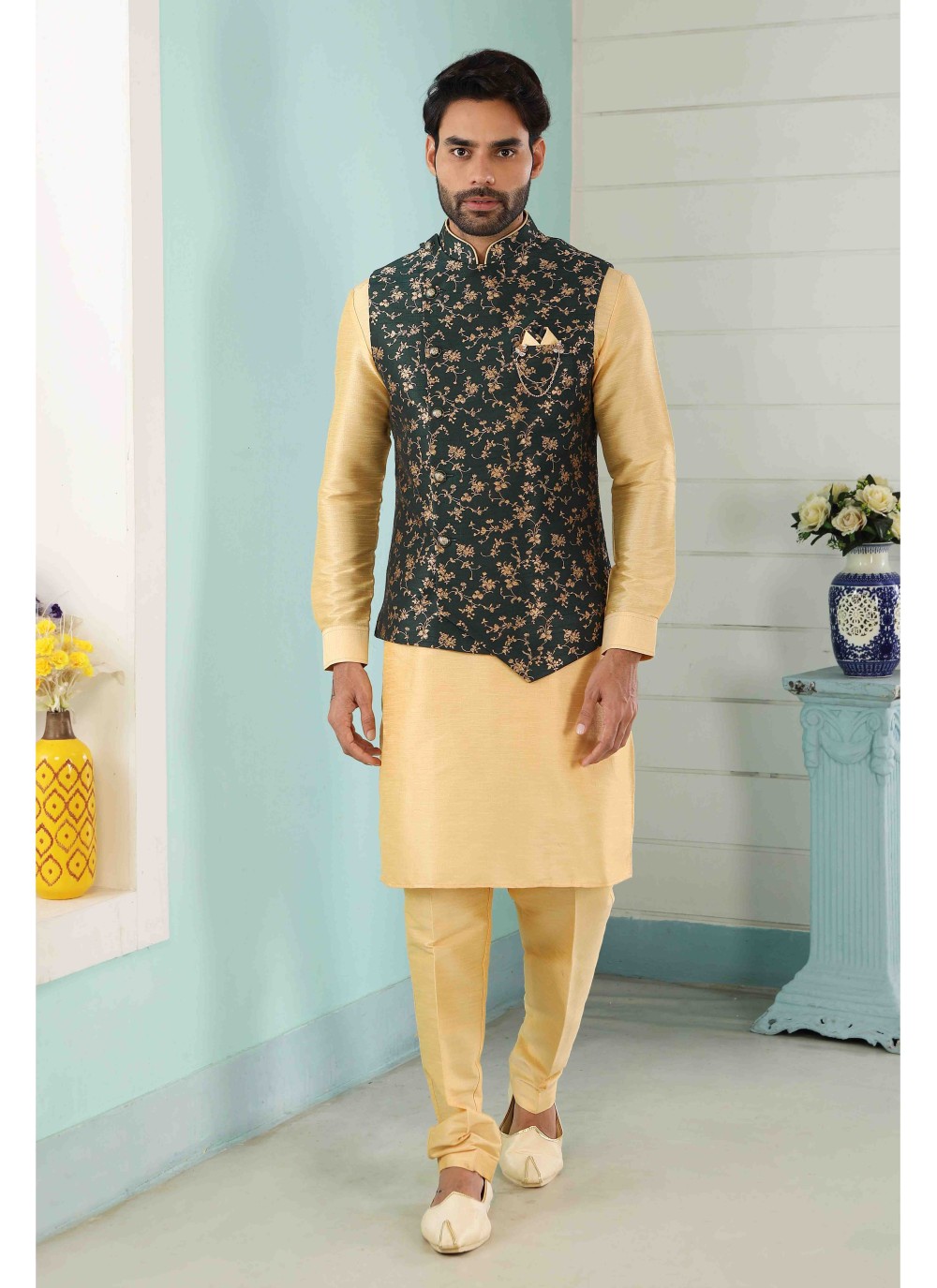 printed kurta pajama with jacket