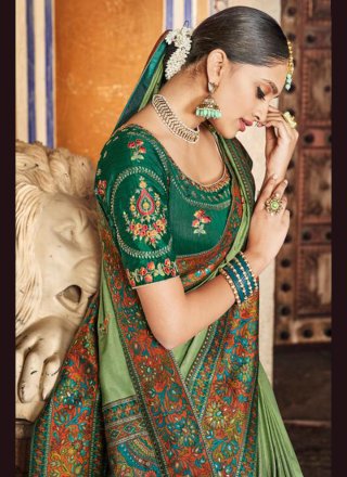 Green Mehndi Designer Traditional Saree