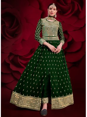 Green Mirror Floor Length Anarkali Suit
