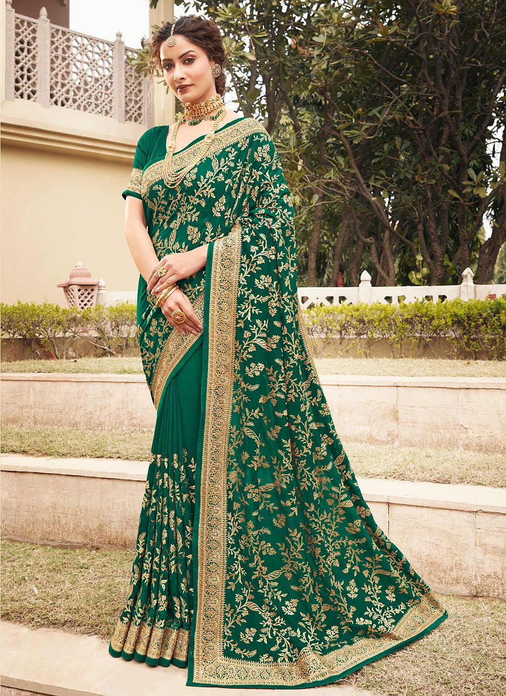 Mehndi Green Silk Saree | Leemboodi