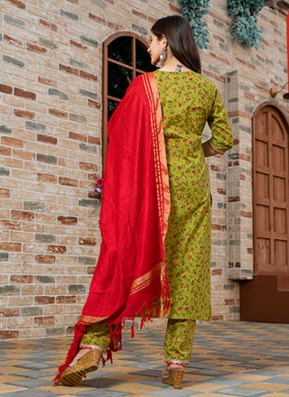 Green Print Ceremonial Readymade Suit