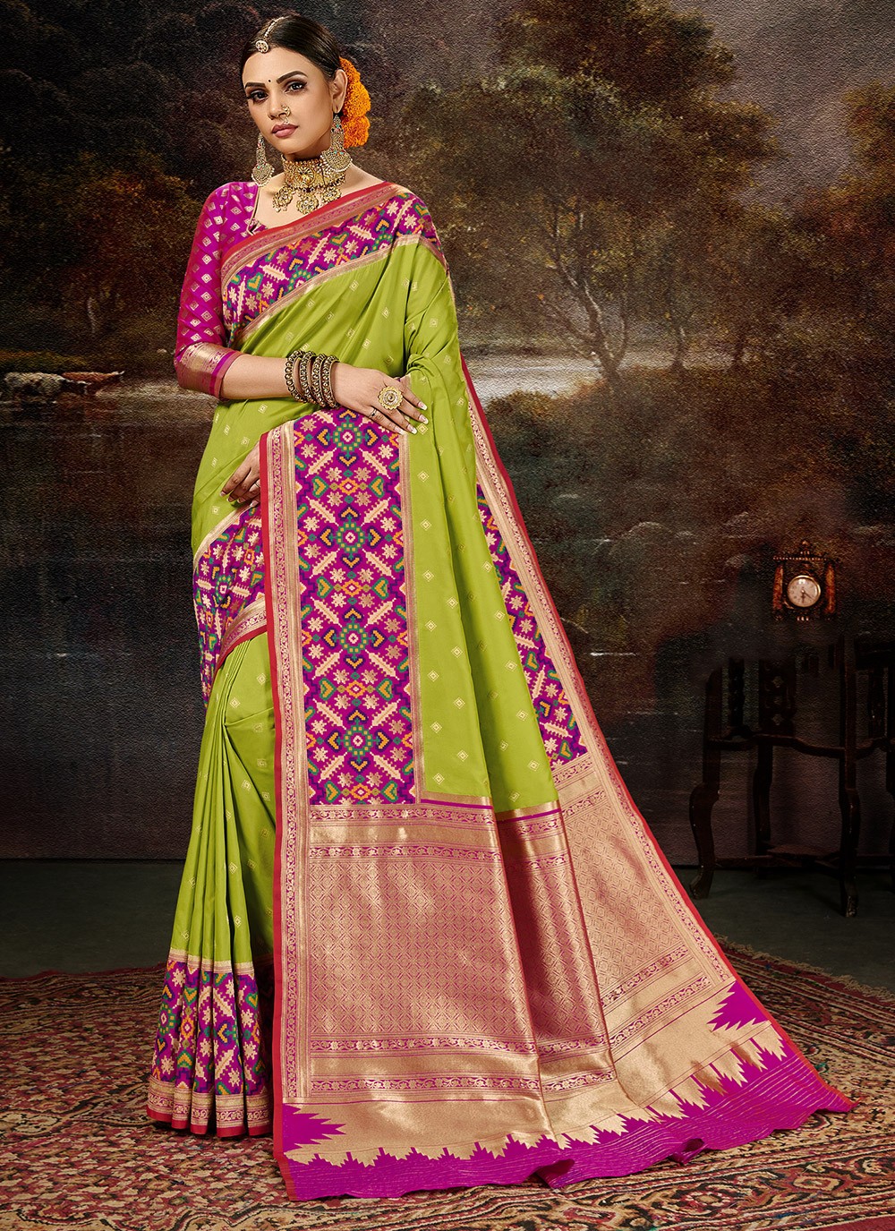 Green Reception Banarasi Silk Silk Saree
