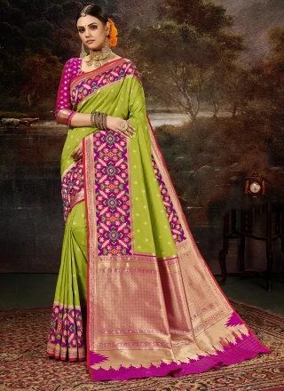 Green Reception Banarasi Silk Silk Saree